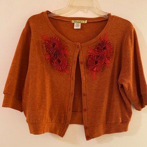 GORGEOUS ORANGE EMBROIDERED SHRUG  2X